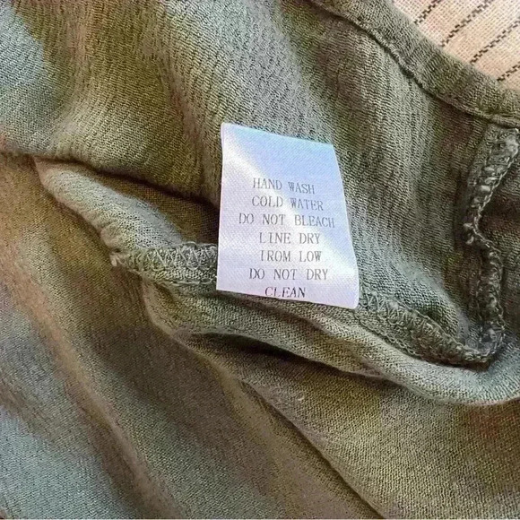 And The Why Army Green Blouse Sheer Floral Design - Picture 6 of 6